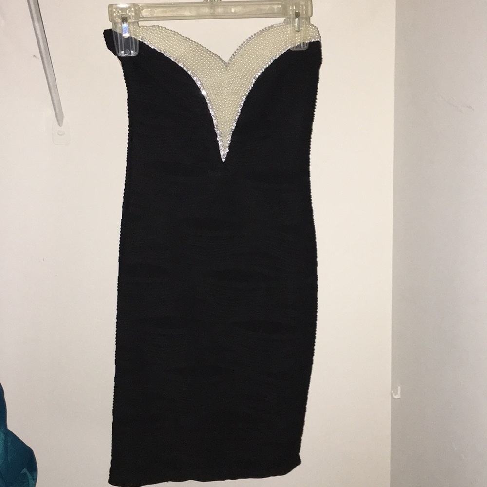 Formal black strapless dress